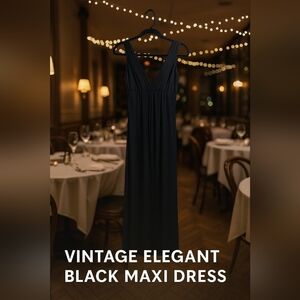 Dana Point Elegant Black Maxi Vintage Dress